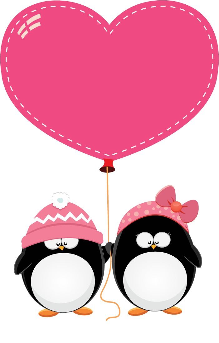 adorable penguins with love pink elements balloon for cheerful celebrations