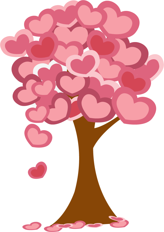 love pink elements vector tree with heart-shaped leaves for romantic occasions