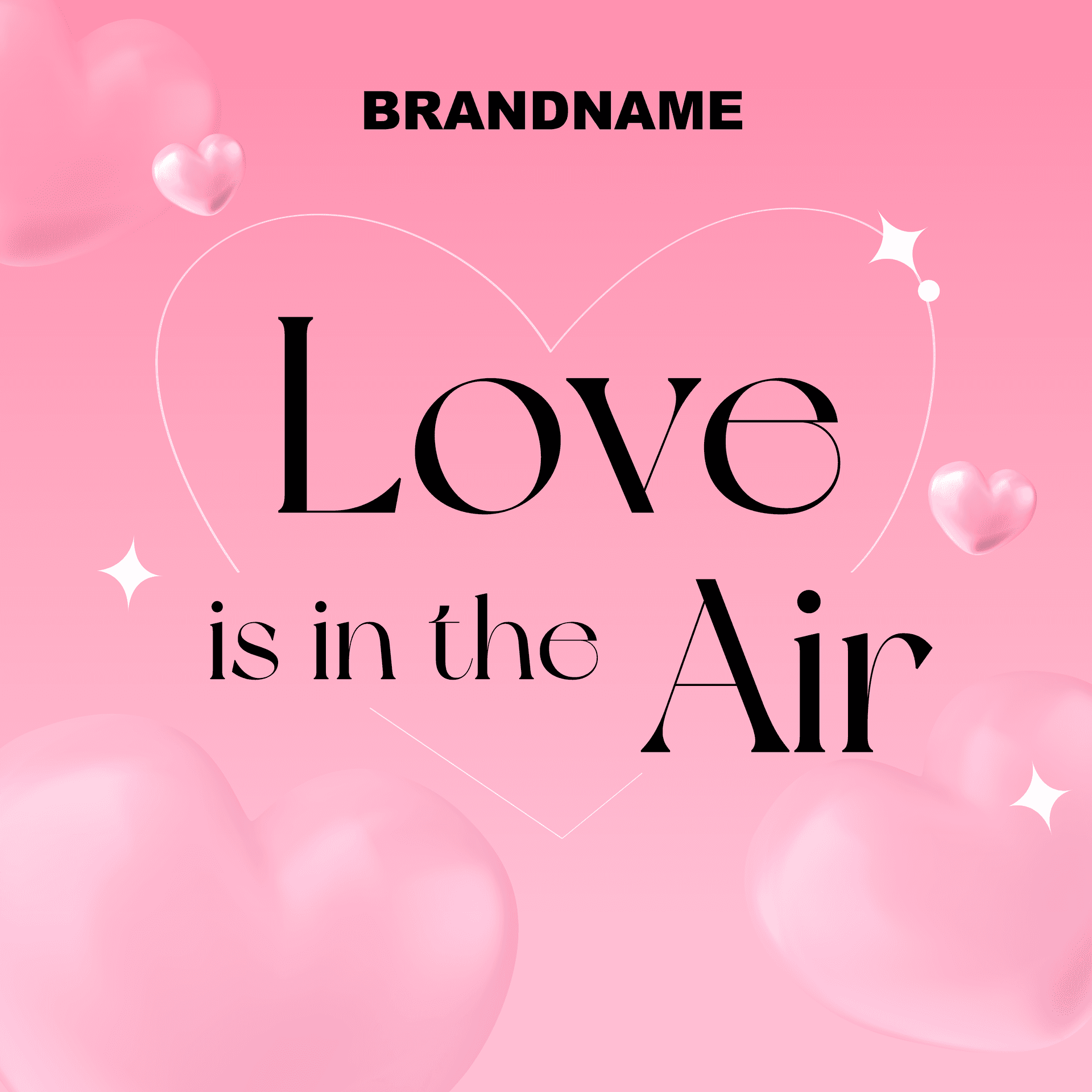 elegant dreamy pink heart social media post for love