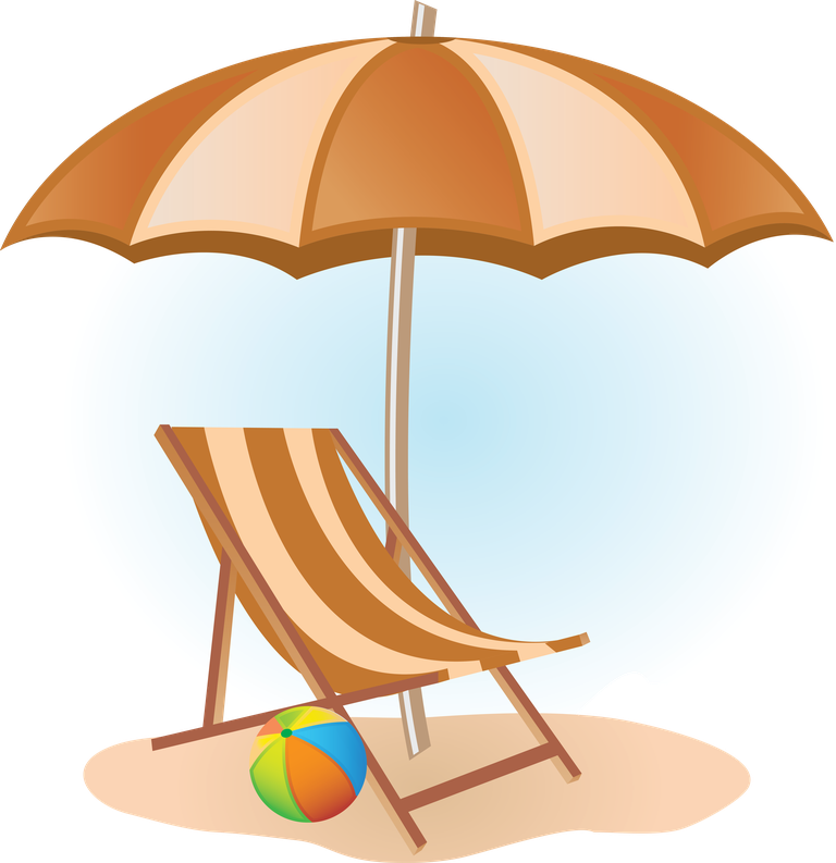 lovely living icon vector of a beach chair under an umbrella with a beach ball