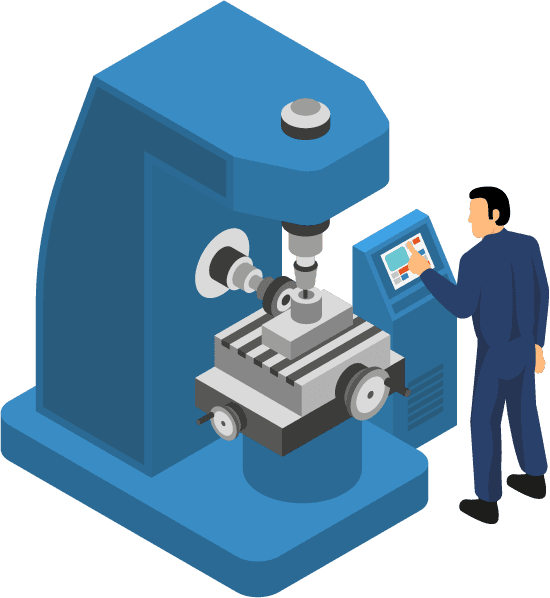 machine tools with workers isometric layout showcasing precision machining process in modern workshops
