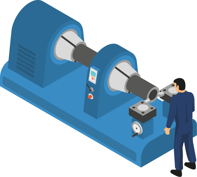 machine tools with workers isometric view showcasing precision engineering and manufacturing efficiency