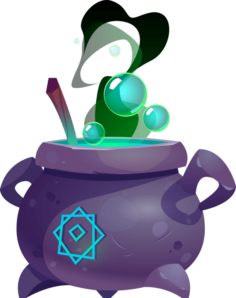 magical cauldron with enchanting bubbles and cartoon elements for game interface