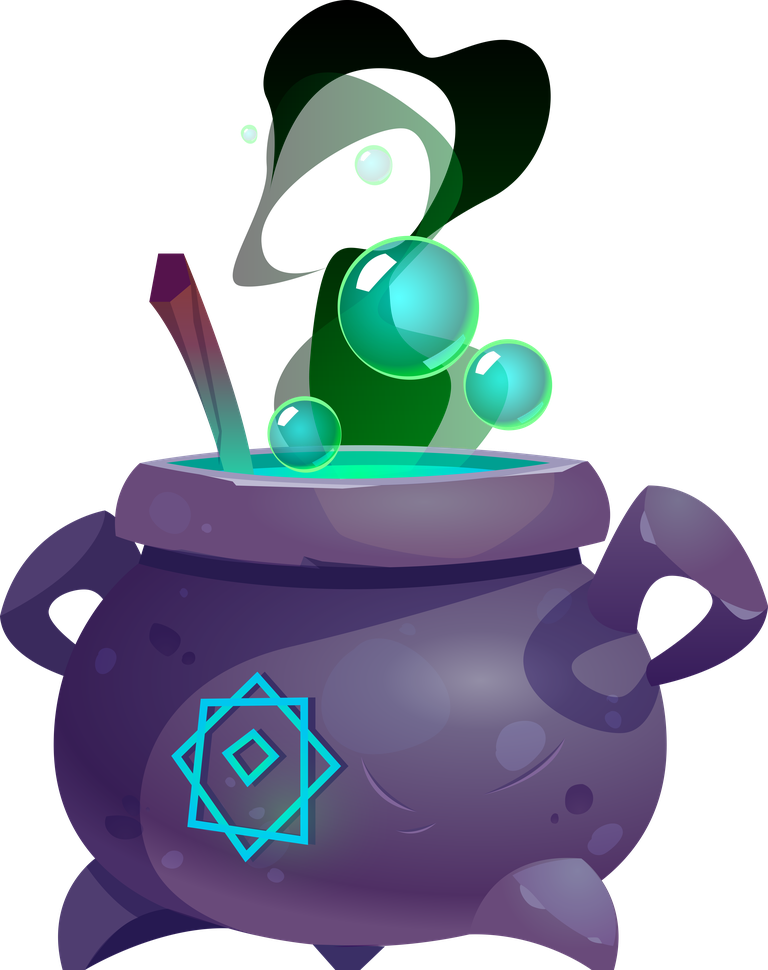 magical cauldron with enchanting bubbles and cartoon elements for game interface