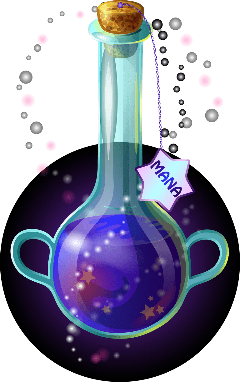 cartoon style magic potions magical tubes and bottles