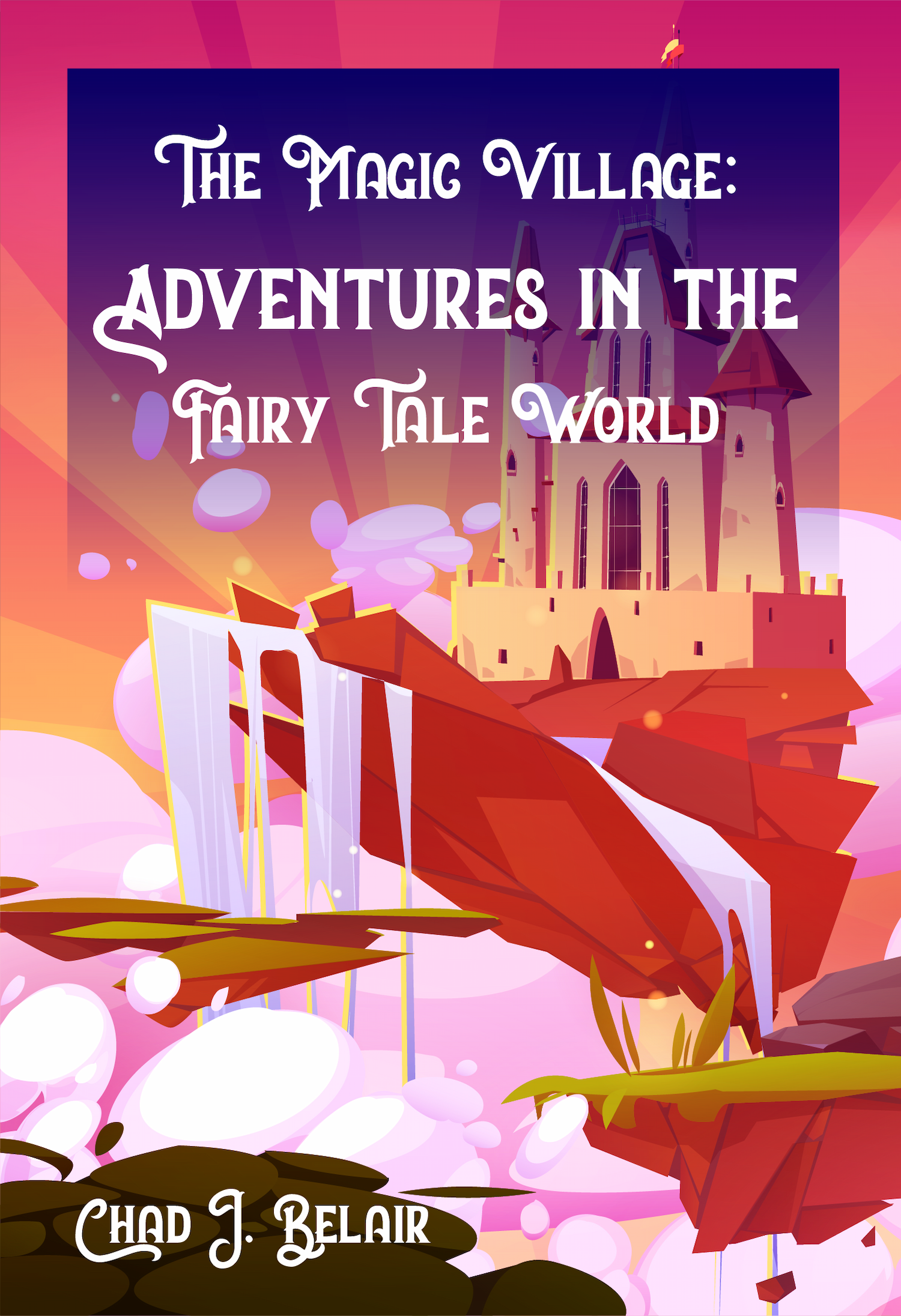 magical fairy book cover template with enchanting castle and whimsical landscape