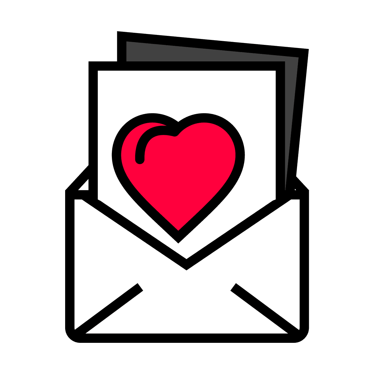 romantic minimal heart envelope icon for digital messages