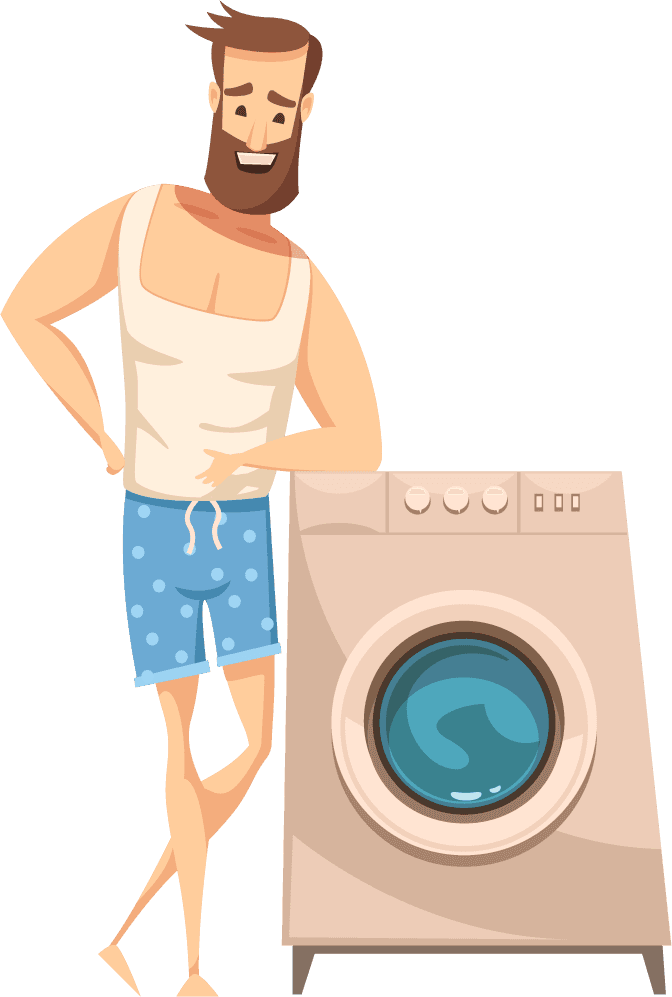 male hygiene set cartoon retro style with bearded person various cleaning activities