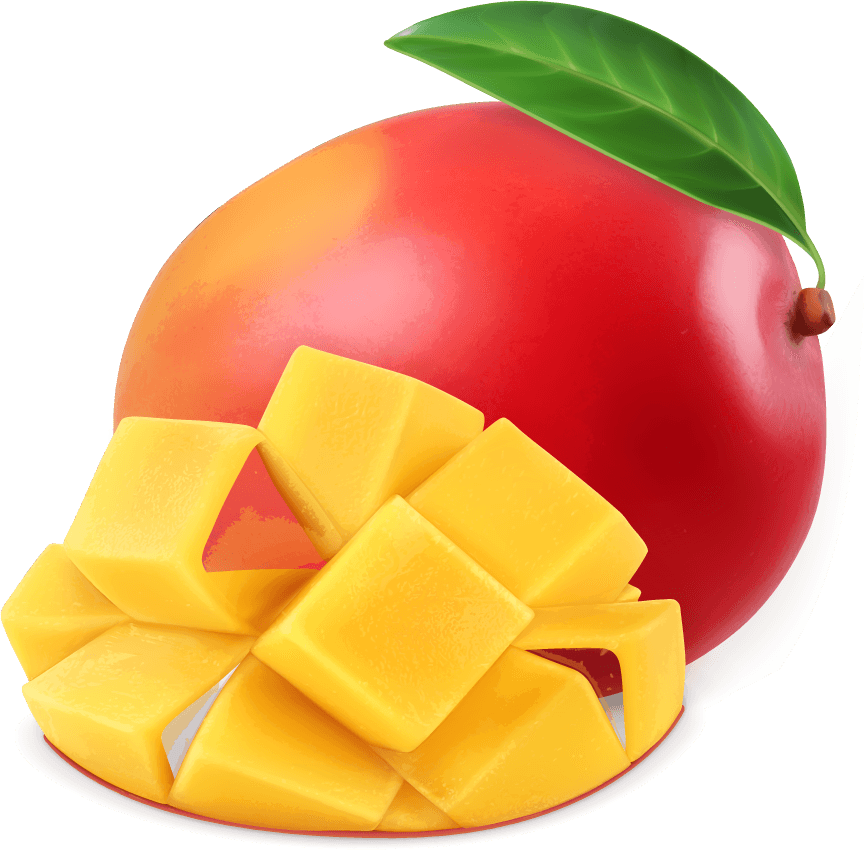 Mango and mango juice splash vector