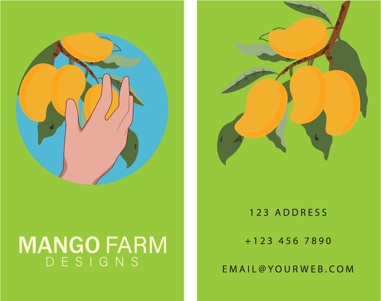 mango farm advertisement leaflets frames showcasing vibrant fruit and appealing visuals for promotion