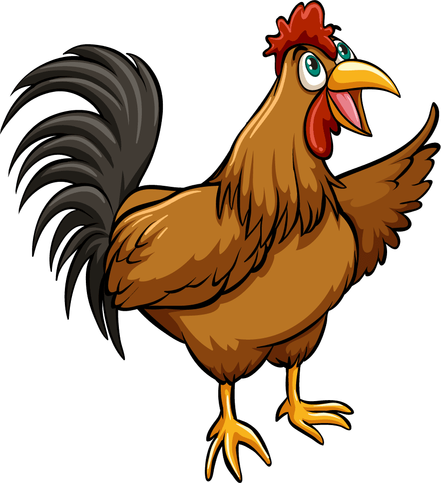 cute chicken cartoon illustration featuring a joyful hen in vibrant colors for kids' projects