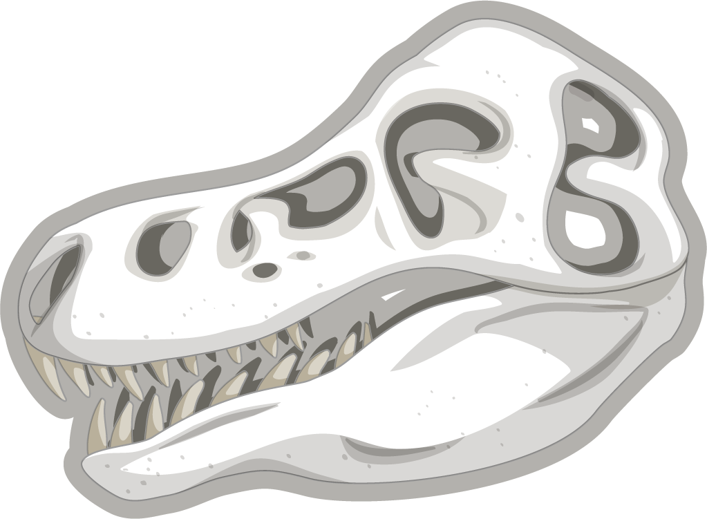 fossil under the ground illustration highlighting dinosaur skull details for educational use