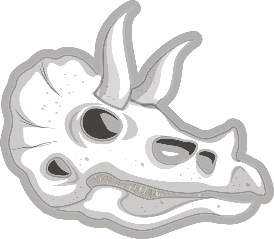 fossil under the ground illustration of a triceratops skull for educational purposes