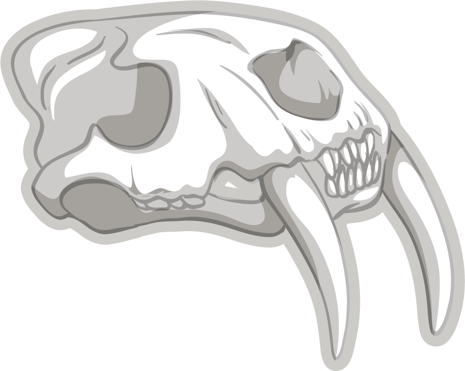 fossil under the ground illustration depicting prehistoric creature skull with tusks