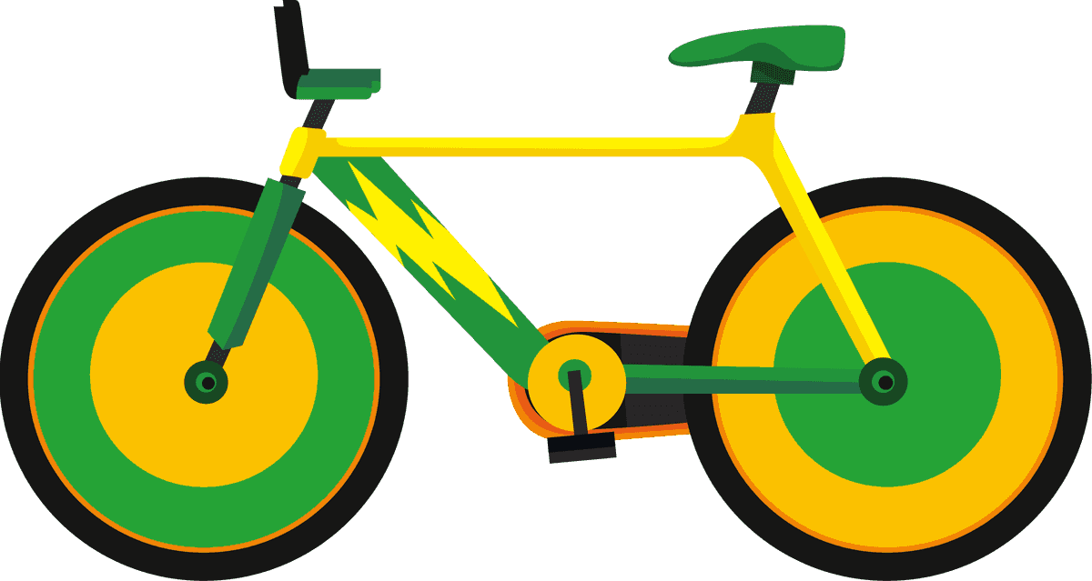 many sport equipments illustration featuring a vibrant, electric-style bicycle for active lifestyles