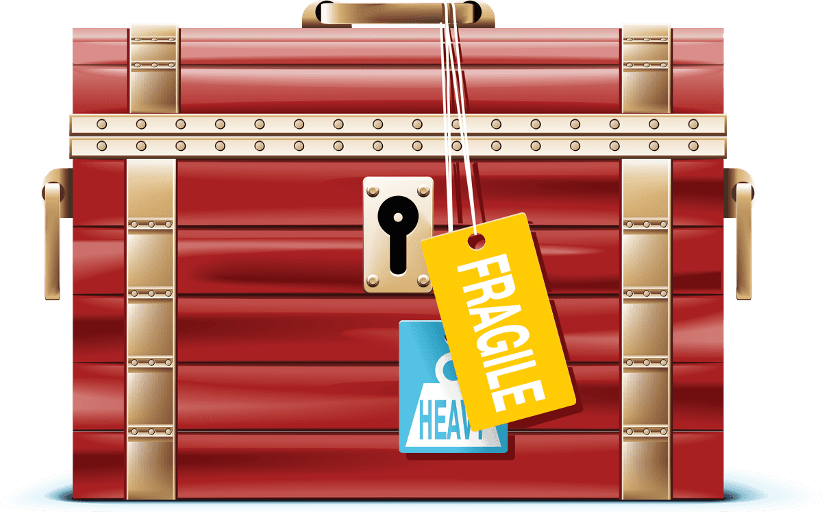 marine tourism icon vector depicting a sturdy red suitcase for adventure travel