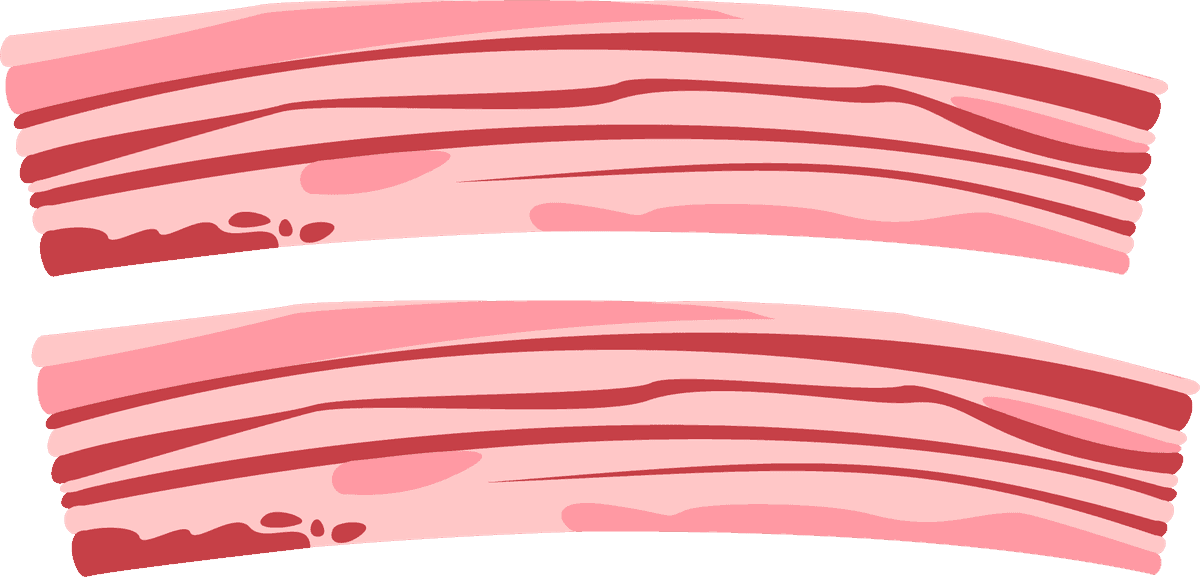 meat food icons colored sketch featuring rendered bacon strips for culinary use