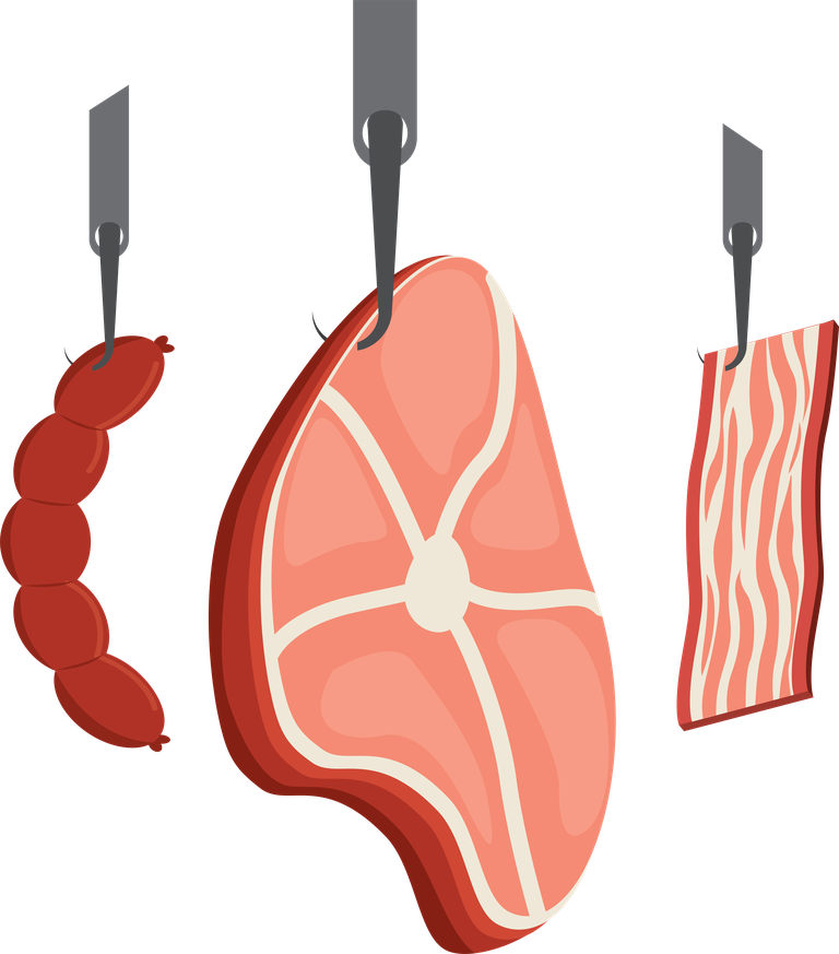 simple meat and grill illustration featuring various cuts for barbecue lovers