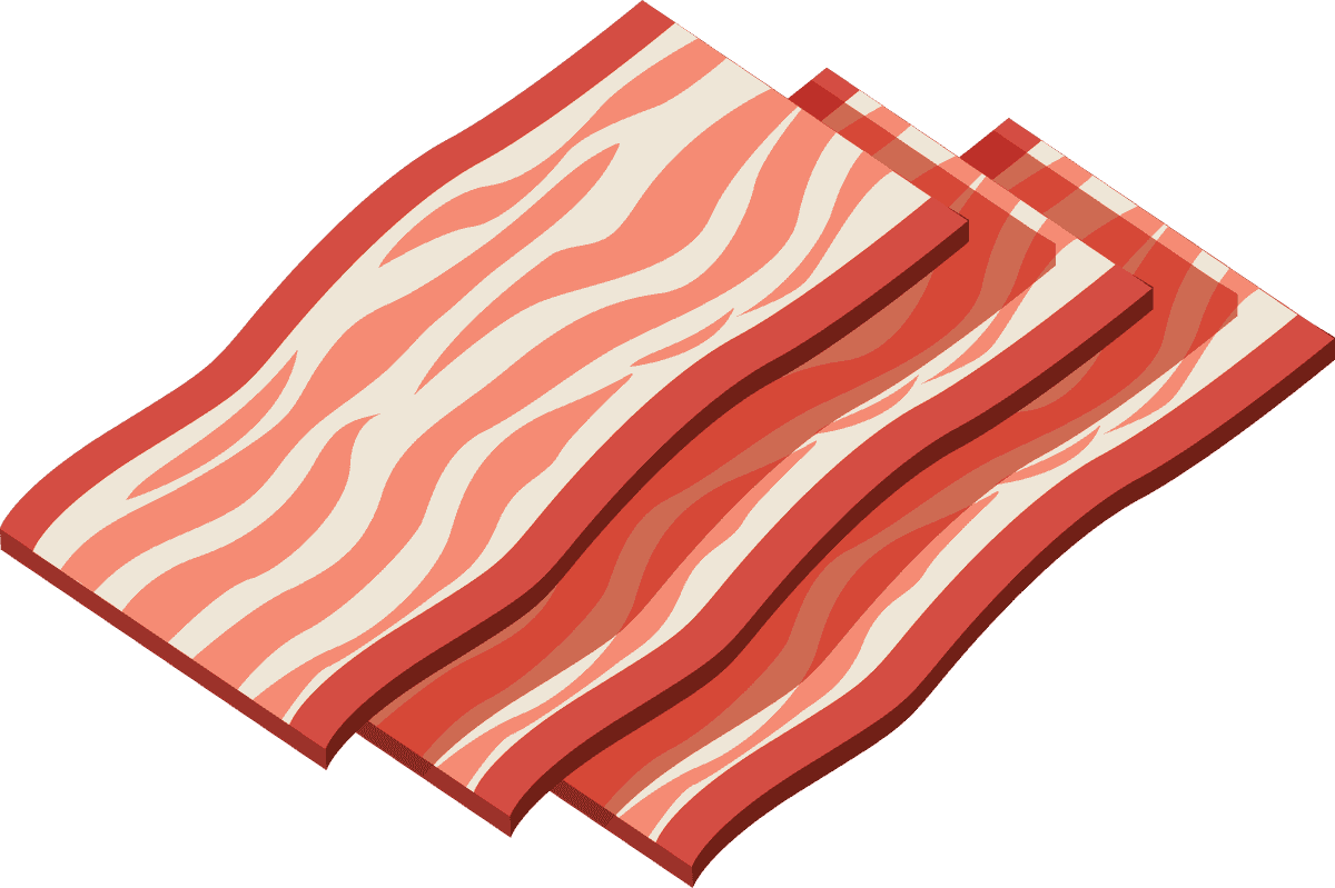 simple meat and grill illustration featuring stacked bacon strips perfect for food-related projects