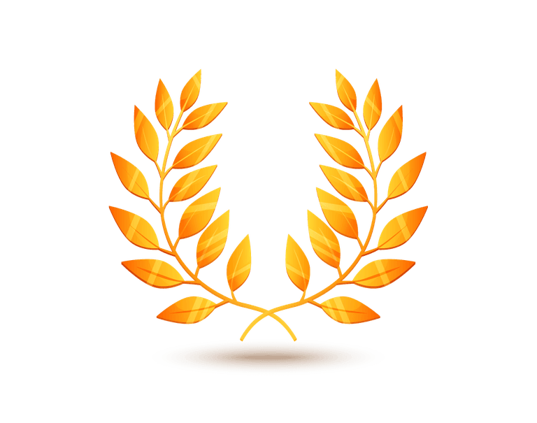 medal award icons set featuring golden laurel wreaths for achievements and recognition