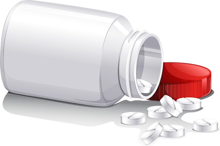 medicine pills and medicine containers illustration