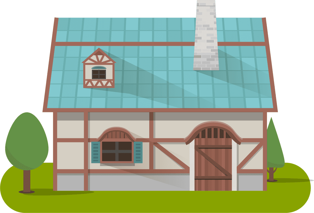 medieval ancient house illustration with charming details and vibrant textures for storytelling