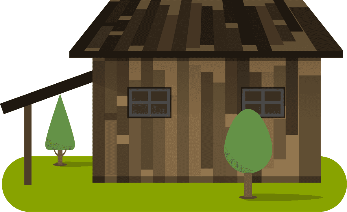 medieval ancient house illustration with rustic charm and natural surroundings for creative projects
