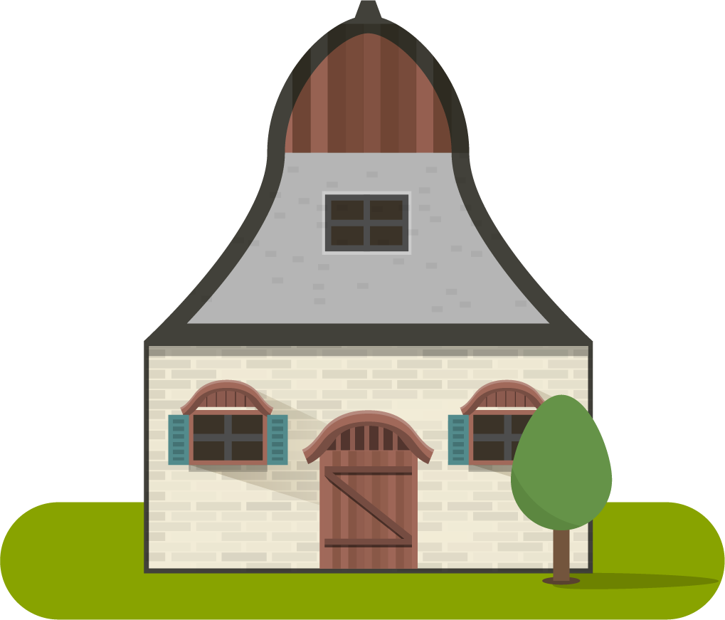 medieval ancient house illustration with unique roof and charming details for storytelling