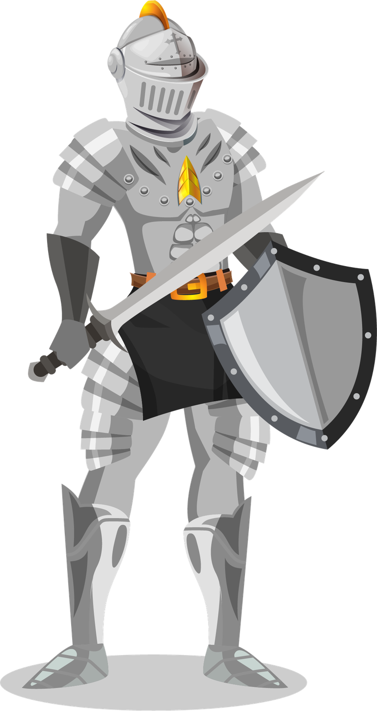 medieval armor icons shiny classical illustration of a knight with sword and shield