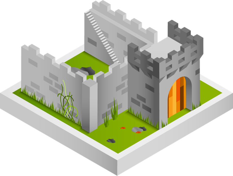 medieval buildings isometric collection