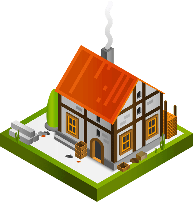 medieval buildings isometric collection