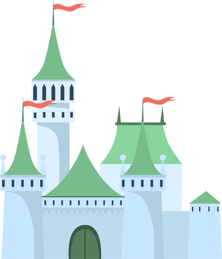 simple medieval castles illustration with colorful towers and flags for enchanting storytelling