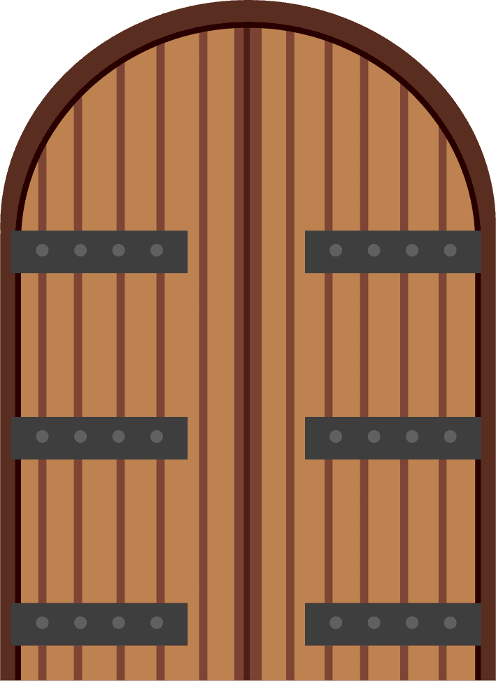 medieval characters buildings set with sturdy wooden doors and rustic textures