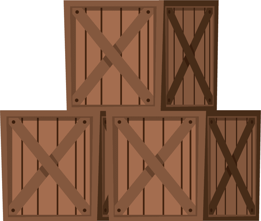 medieval characters buildings set with wooden crates and storage units for fantasy themes