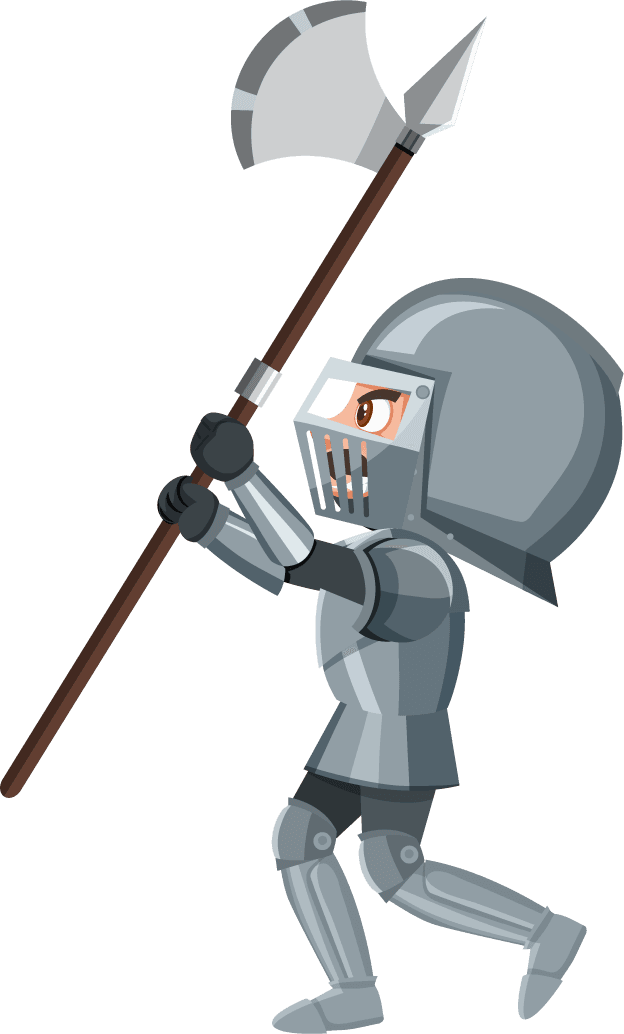 medieval characters buildings set featuring armored knight with axe for epic storytelling