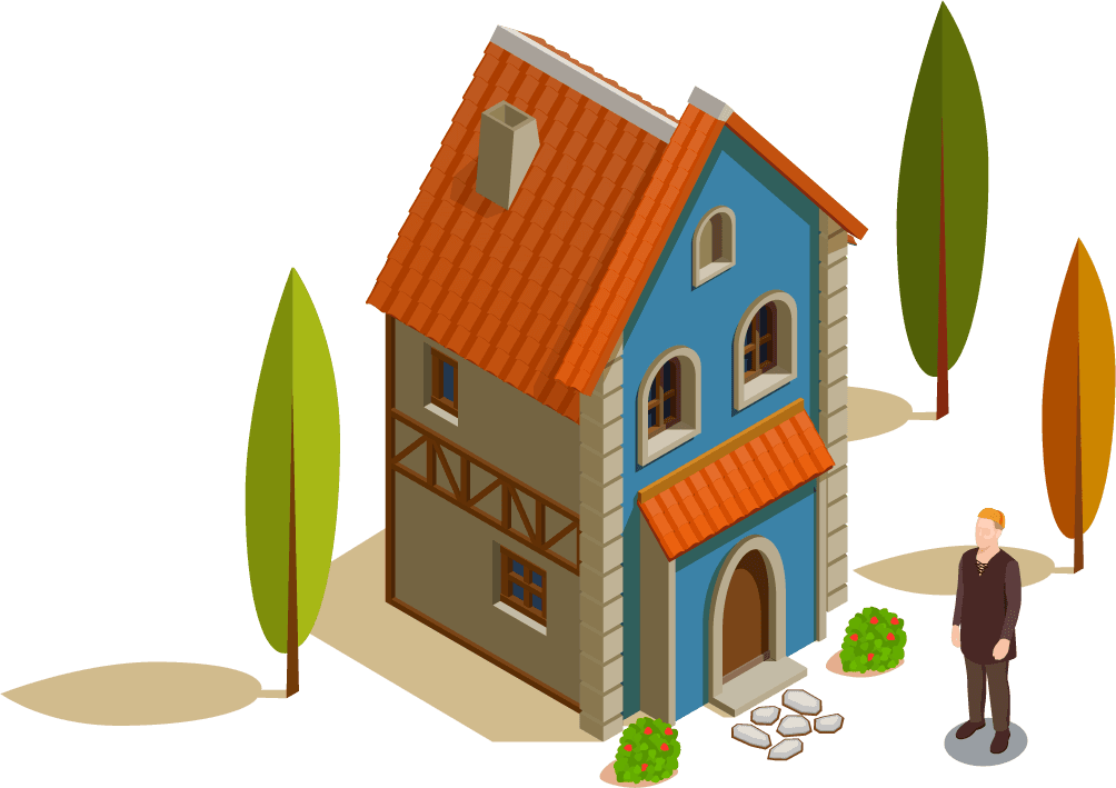 medieval settlements isometric concept featuring houses and villagers for interactive storytelling