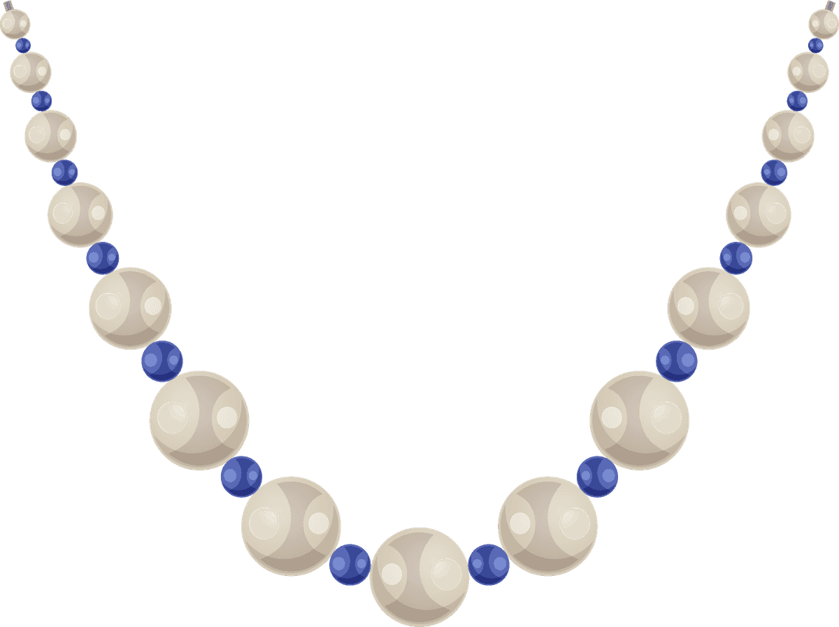 stylish men women accessories icon featuring elegant pearl necklace with blue accents