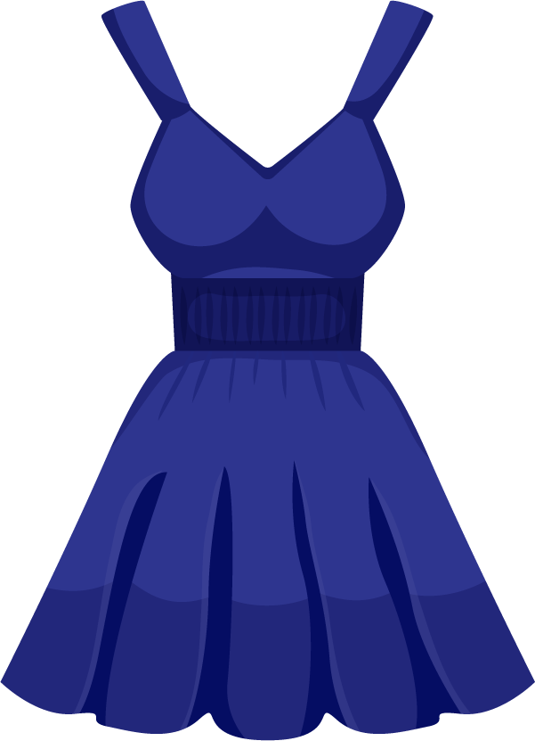 men women accessories icon featuring a stylish blue dress for casual and formal wear