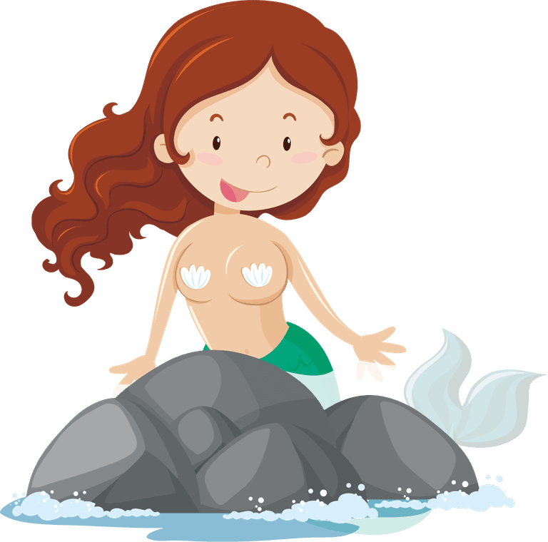 mermaid fantasy cartoon characters and fantasy theme isolated on white