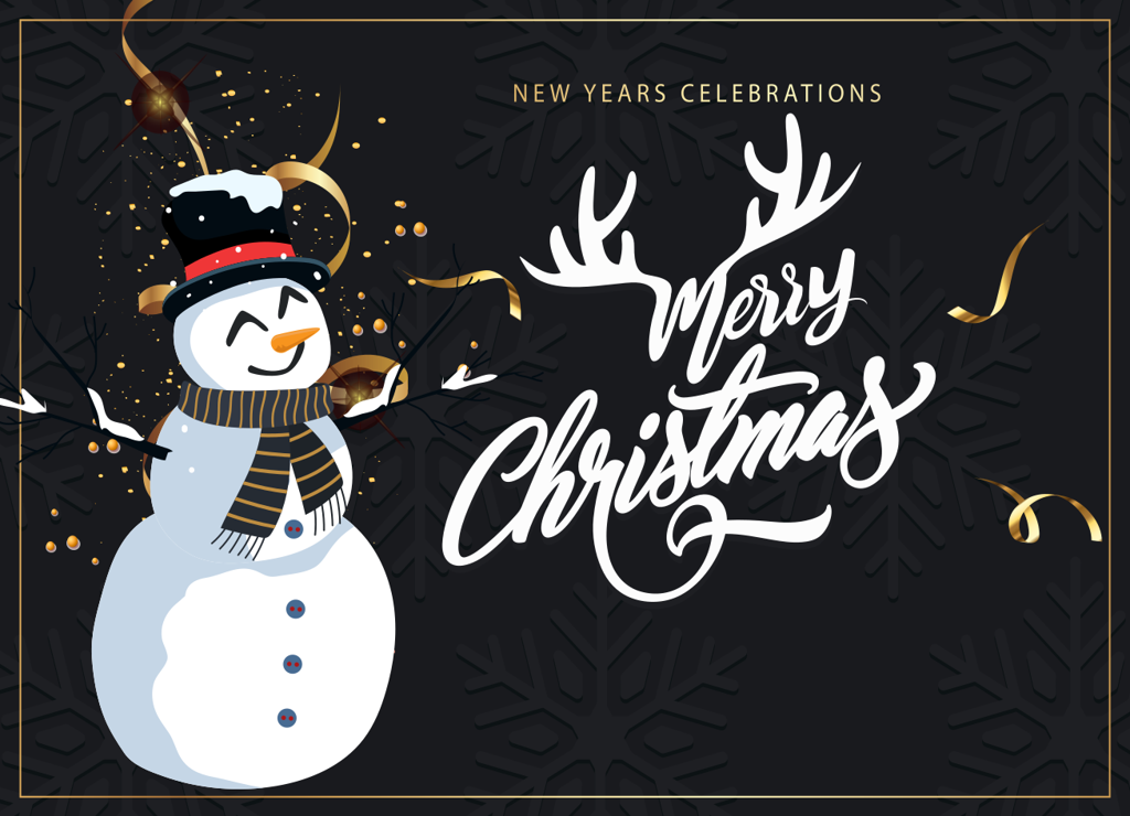 Happy new year and merry christmas banner with dark background