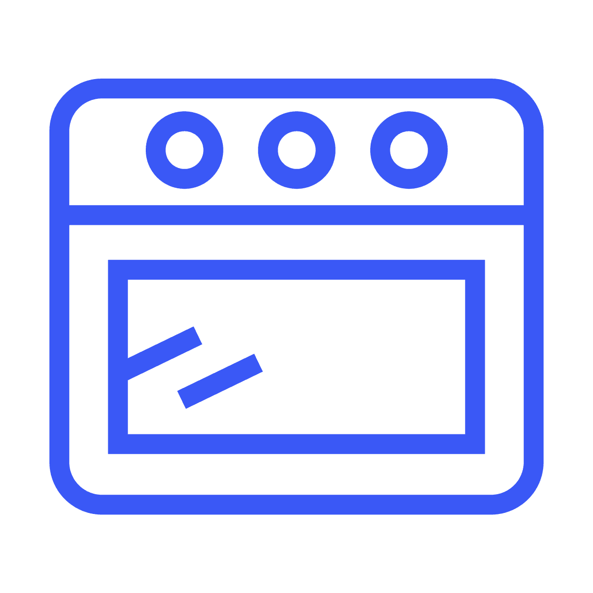 flat blue line art icon of a kitchen oven for cooking