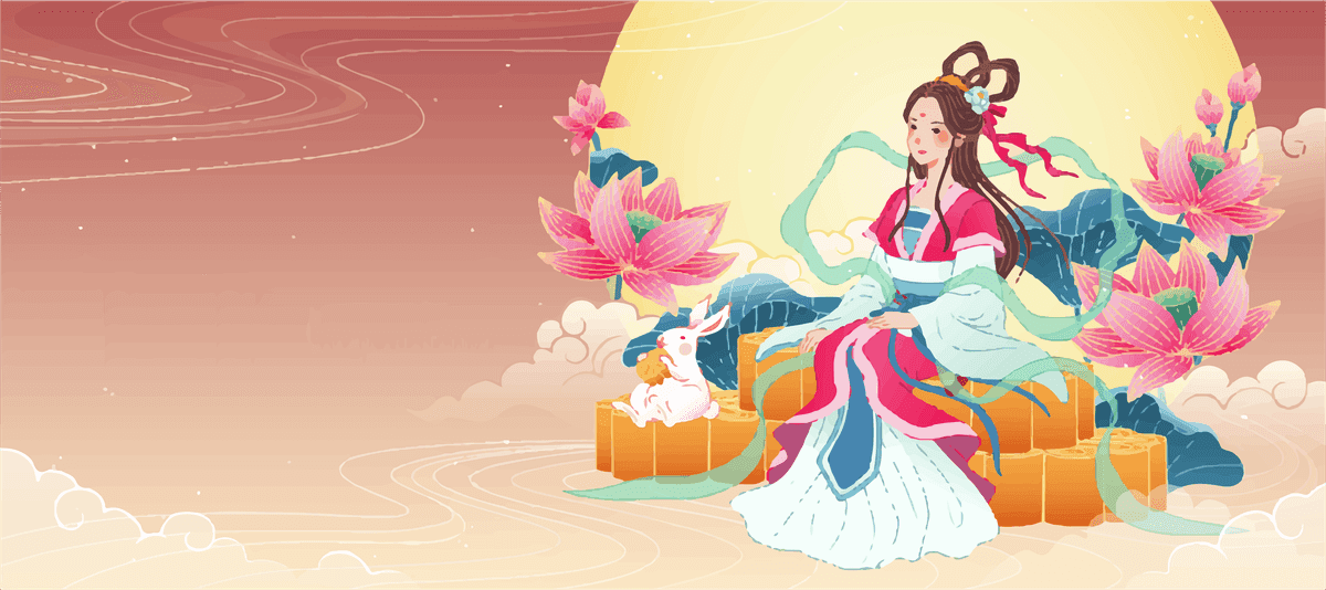 mid autumn festival banner beautiful chang