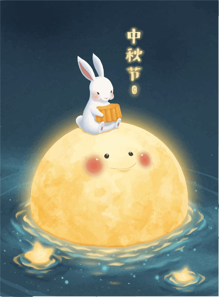 Mid Autumn Festival greeting card moon rabbit