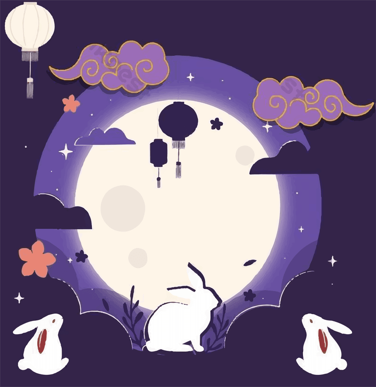 Mid Autumn Festival poster rabbit moon vector