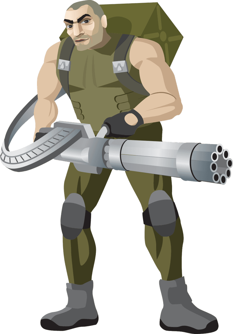 military military theme vector of a soldier with heavy weapon for action scenes