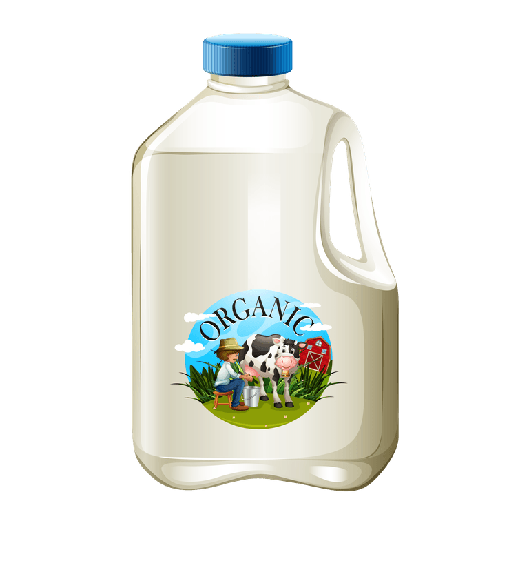 milk bottle dairy products food set illustration