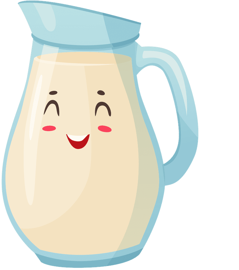 milk bottle milk products with smiles cartoon set