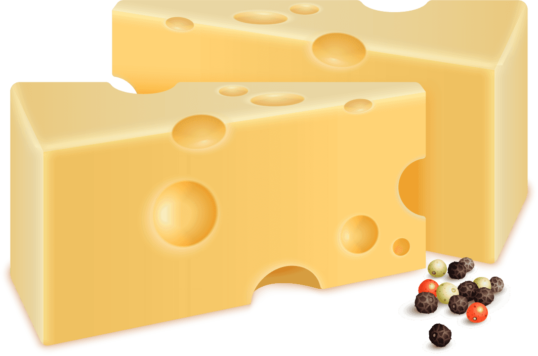 milk cheese icons set with realistic blocks and peppercorns for culinary applications