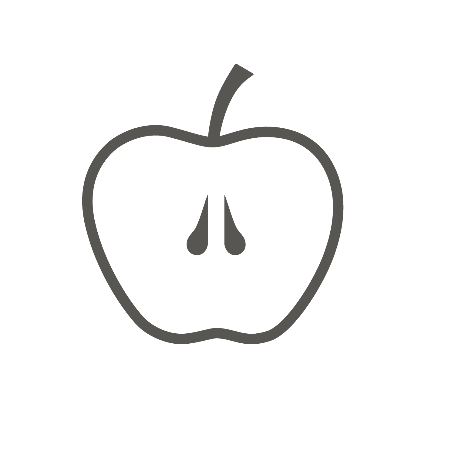 minimal gray fruit fill icon featuring a simple and elegant apple shape