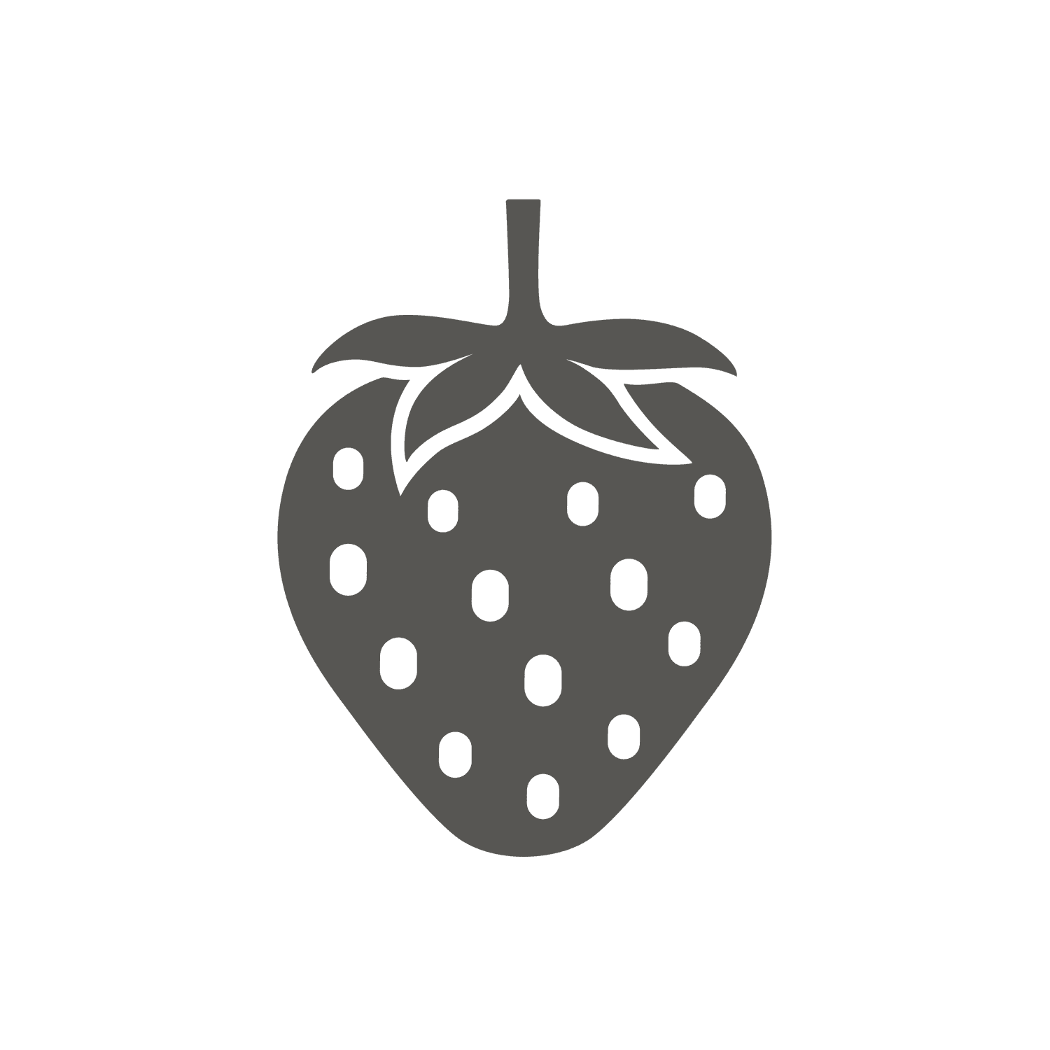 minimal gray fruit fill icon of a strawberry for clean web applications